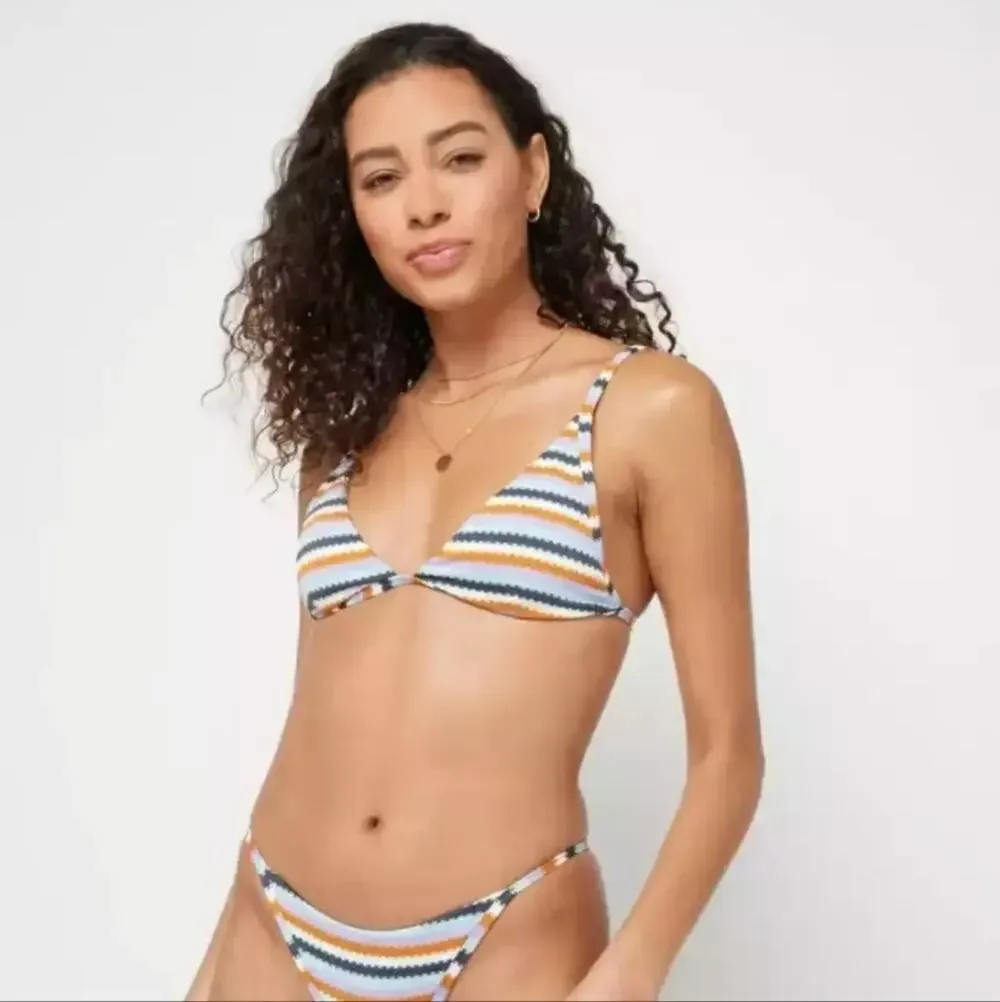 L*Space Millie Bikini Triangle Top Over the Moon Striped Small NWT